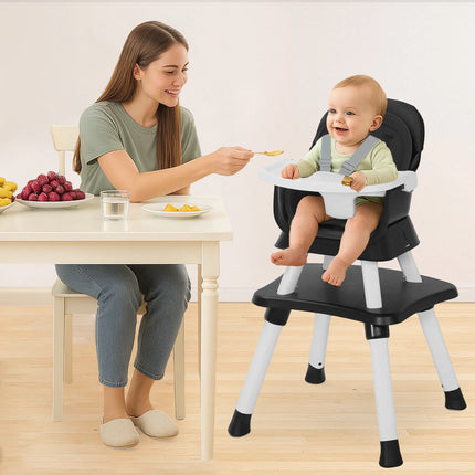 8 in 1 Baby High Chair, Toddler Dining Booster Seat for Eating, Black