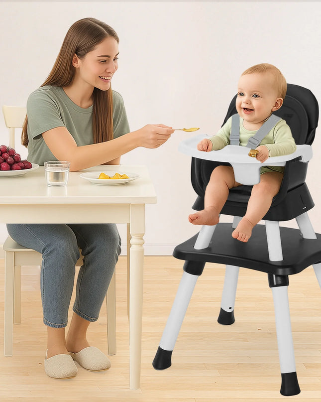 8 in 1 Baby High Chair, Toddler Dining Booster Seat for Eating, Black
