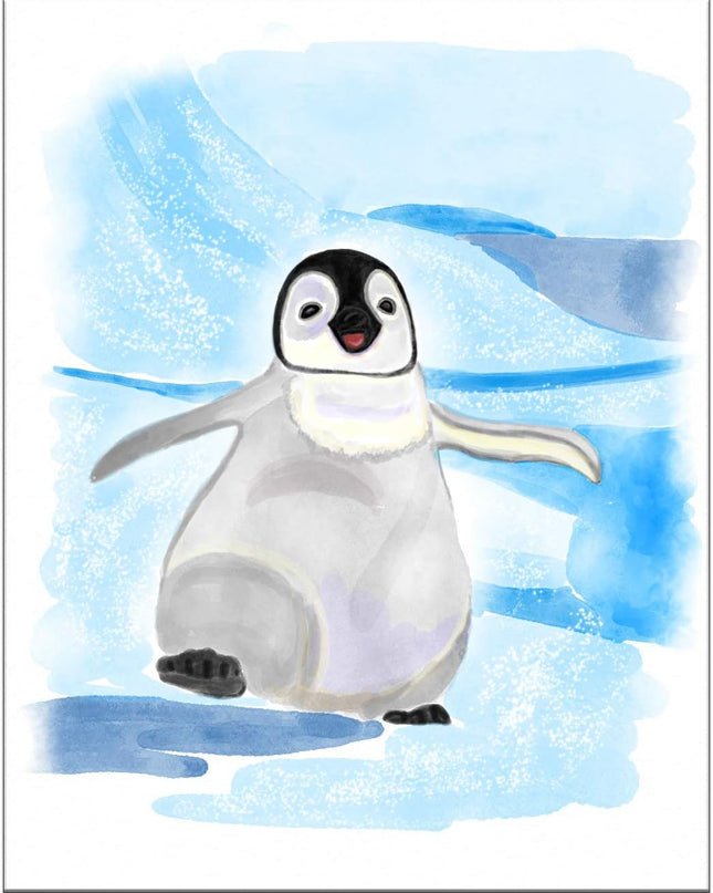 . Baby Animals. Watercolor Art Print, Poster 8"X10" on Fine Art Thick Watercolor Paper for Childrens Kids Room, Bedroom, Bathroom. Wall Art Decor with Animals for Boys, Girls. (Baby Penguin)
