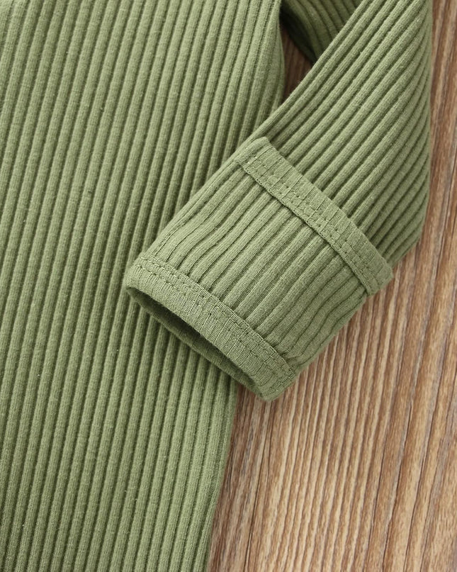 Newborn Baby Boy Girl Romper Clothes Infant Solid Ribbed Onesie Bodysuit Jumpsuit Outfits