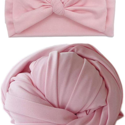 Newborn Baby Photography Wrap Props Newborn Girl Boy Photo Swaddle Blanket Long Ripple Wrap Flower Bow Headbands