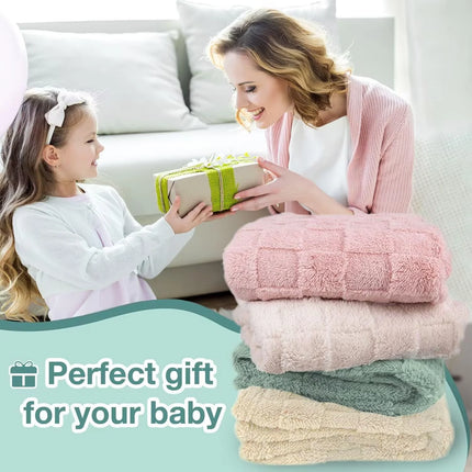 Baby Blanket for Girls 3D Checkerboard Grid Ultra- Soft Fluffy Toddler Blanket for Kids Warm Cozy Chessboard Chocolate Design Infant Blanket 30 X 40 Inches,Pink