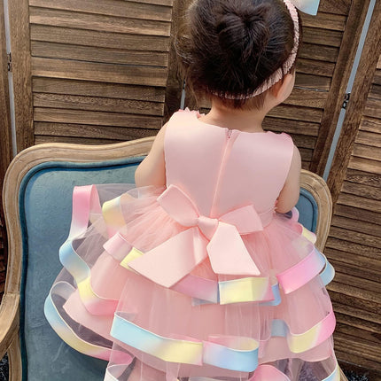 6M-6T Toddler Baby Girls Colorful Floral Tutu Gown Dress Party Evening Wedding Christmas Dance Dresses with Headwear