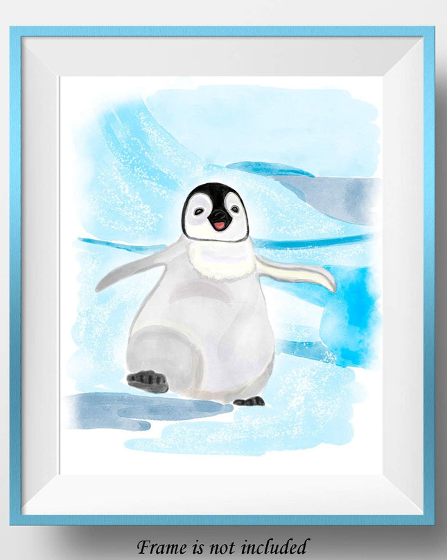 . Baby Animals. Watercolor Art Print, Poster 8"X10" on Fine Art Thick Watercolor Paper for Childrens Kids Room, Bedroom, Bathroom. Wall Art Decor with Animals for Boys, Girls. (Baby Penguin)