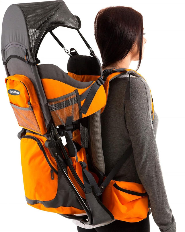 Hiking Baby Carrier Backpack - Comfortable Toddler/Baby Backpack Carrier System with Diaper Change Pad, Insulated Pocket + Rain and Sun Hood to Protect Your Child