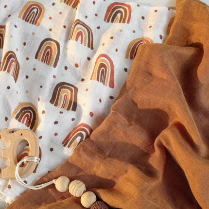 Muslin Swaddle Blankets 6-Pack, Swaddle Wrap Neutral Receiving Breathable Cotton Blankets for Newborn Infant Girls and Boys, 27 X 27", Rainbow
