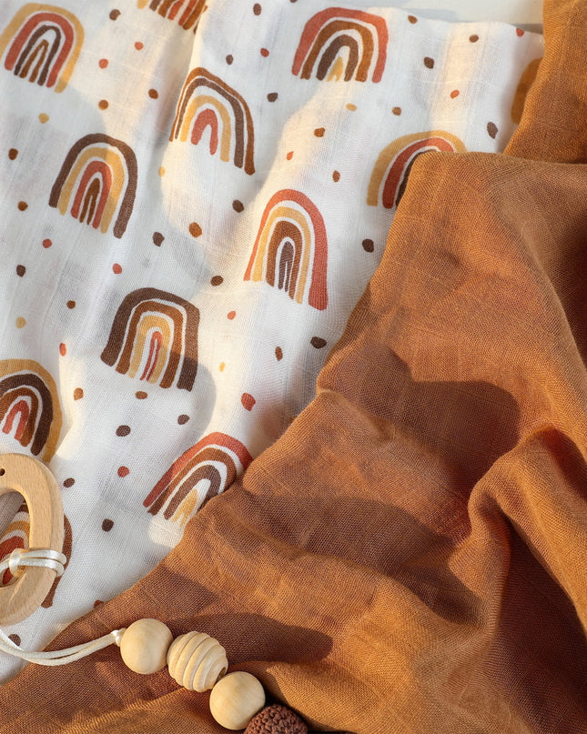 Muslin Swaddle Blankets 6-Pack, Swaddle Wrap Neutral Receiving Breathable Cotton Blankets for Newborn Infant Girls and Boys, 27 X 27", Rainbow