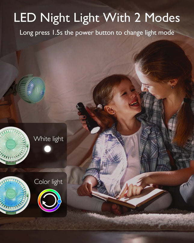 Portable Stroller Fan, USB Rechargeable and Handheld Cooling Fan for Travel, Car Seat, Bedroom