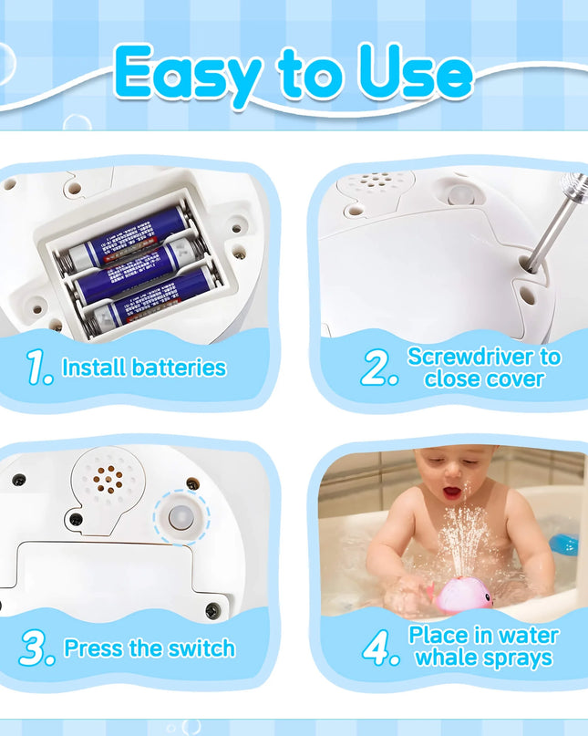 , Whale Light up Fountain Bath Toy, Birthday Gift for Baby Toddler 6 Months and Older, Unisex