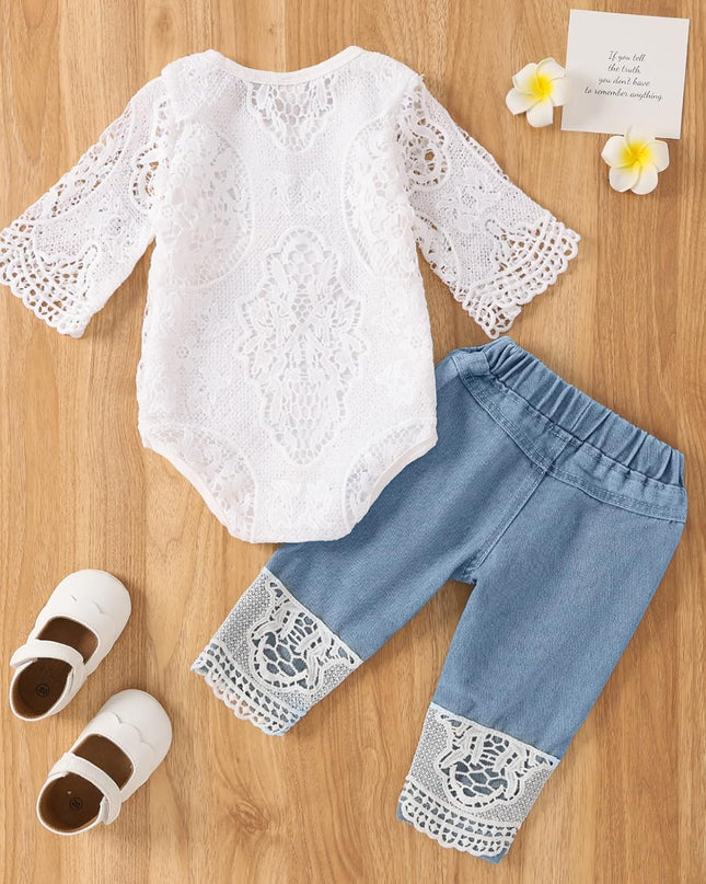 Baby Girl Clothes Outfits Toddler Infant Baby Romper Top+Jeans Clothing Set