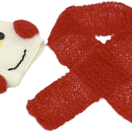 Christmas Newborn Baby Photo Prop Boy Girl Photo Shoot Outfits Crochet Knit Costume Unisex Cute Infant Snowman Hat Scarf (Red)