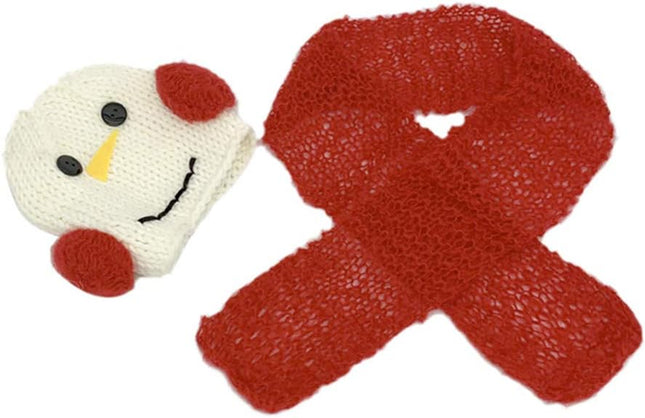 Christmas Newborn Baby Photo Prop Boy Girl Photo Shoot Outfits Crochet Knit Costume Unisex Cute Infant Snowman Hat Scarf (Red)