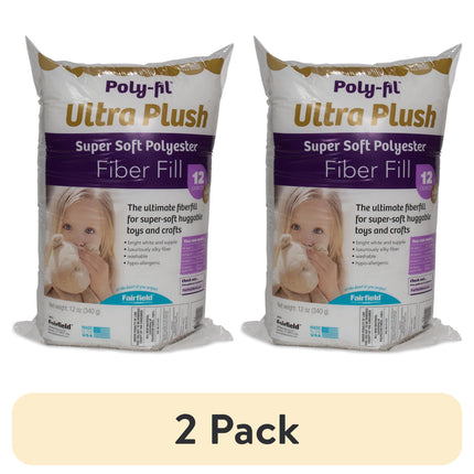 (2 Pack)  Poly-Fil Ultra Plush Super Soft Polyester Fiberfill, Soft Pillow Stuffing for Peaceful Sleep, Stuffing for Stuffed Animals and Toys, 12 Oz. Bag