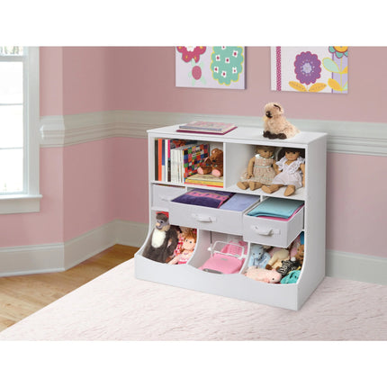 Children'S Wooden Combo Bin with Three Baskets 55 Gal Toy Storage Cube, White