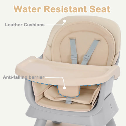 8 in 1 Baby High Chair, Toddler Dining Booster Seat for Eating, Khaki