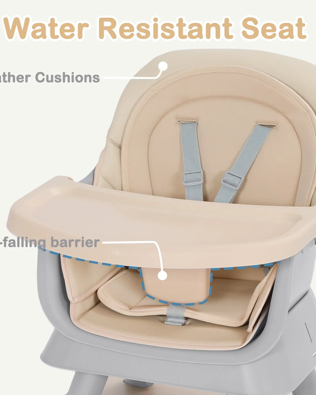 8 in 1 Baby High Chair, Toddler Dining Booster Seat for Eating, Khaki