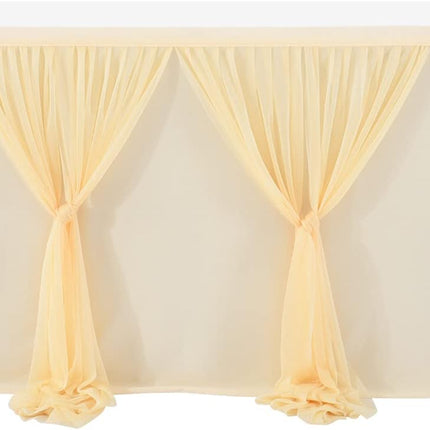 6Ft  for Rectangle Tables or round Tables Champagne Tutu Tulle Table Skirt Cloth for Wedding Baby Shower Birthday Party Dessert Buffet Banquet Decorations