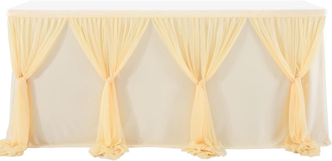 6Ft  for Rectangle Tables or round Tables Champagne Tutu Tulle Table Skirt Cloth for Wedding Baby Shower Birthday Party Dessert Buffet Banquet Decorations