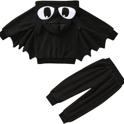 Toddler Baby Boy'S Girl'S Halloween Costume Bat Style Cosplay Clothes Set Winter Outerwear Hooded Coat
