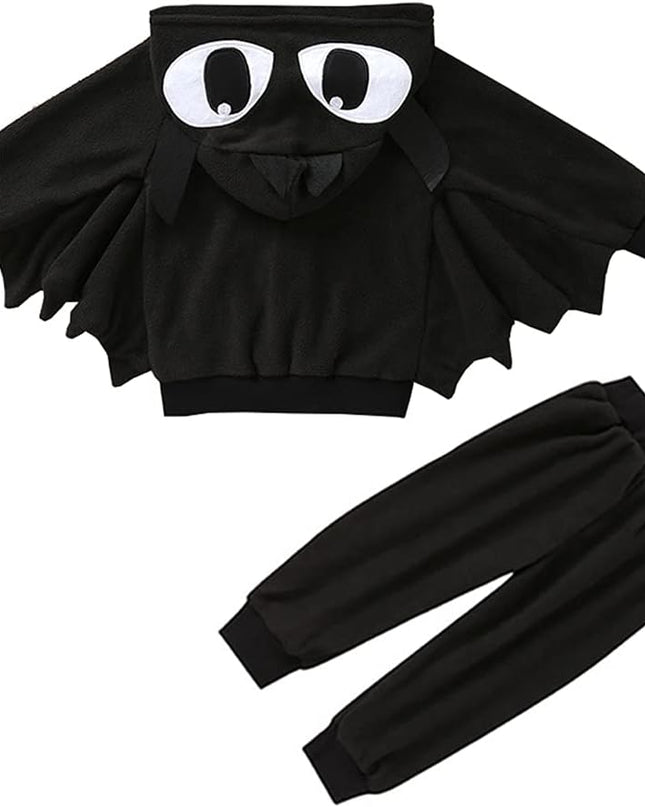 Toddler Baby Boy'S Girl'S Halloween Costume Bat Style Cosplay Clothes Set Winter Outerwear Hooded Coat