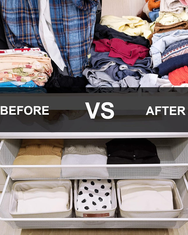 Fabric Storage Baskets for Shelves(3 Pack) Large Collapsible Storage Baskets for Organizing, Decorative Baskets Bins Set with Handles for Closet, Clothes, Toy(White&Gray,15" X 11" X 9.5")