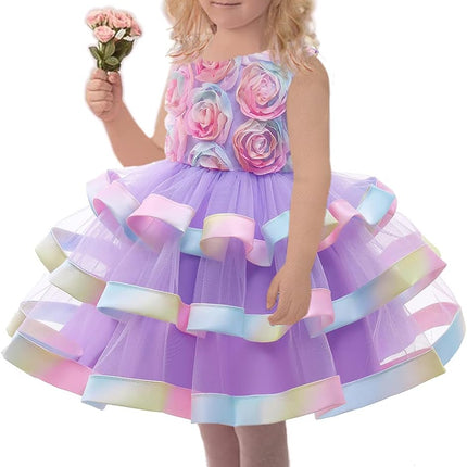 3M-6T Baby Girls Ruffle Flower Dress Elegant Pageant Party Wedding Lace Gown Dresses
