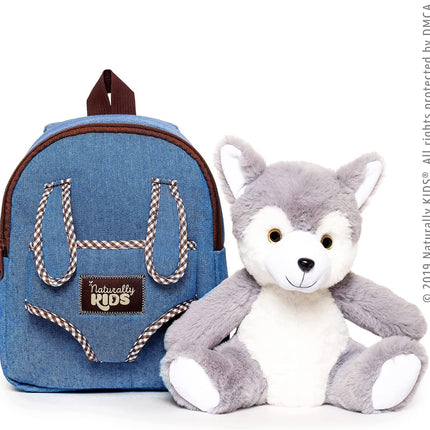 Wolf Backpack, Wolf Toys for Kids 3-5, Toddler Husky Stuffed Animal Gifts for 2 3 4 5 Year Old Girl Boy