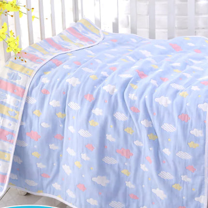 Pure Cotton 6-Layer Baby Bath Towel Blanket, 110cm