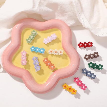 Baby Hair Clips -12Pcs Tiny Hair Barrettes for Baby Girls Fully Lined Wrapped by Soft Fabric Cloth Flower Hair Clips for Toddlers Girls Infants Kids