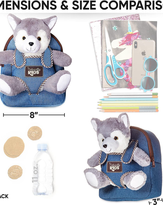 Wolf Backpack, Wolf Toys for Kids 3-5, Toddler Husky Stuffed Animal Gifts for 2 3 4 5 Year Old Girl Boy