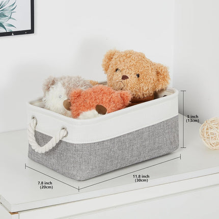 Small Baskets for Organizing Fabric Storage Baskets for Shleves 6 Pack Collapsible Closet Storage Bins with Handles Linen Organizer Baskets for Bathroom Nursery Home Storage (White&Grey)