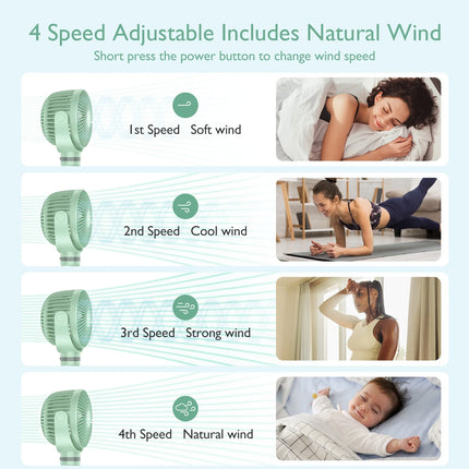 Portable Stroller Fan, USB Rechargeable and Handheld Cooling Fan for Travel, Car Seat, Bedroom
