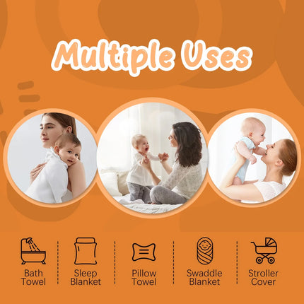 Baby Bath Towel, Absorbent Large Hooded Towel for Kids, Newborn, Babie, Toddler, Infant, Orange Bear, 31.5 X 31.5 Inch