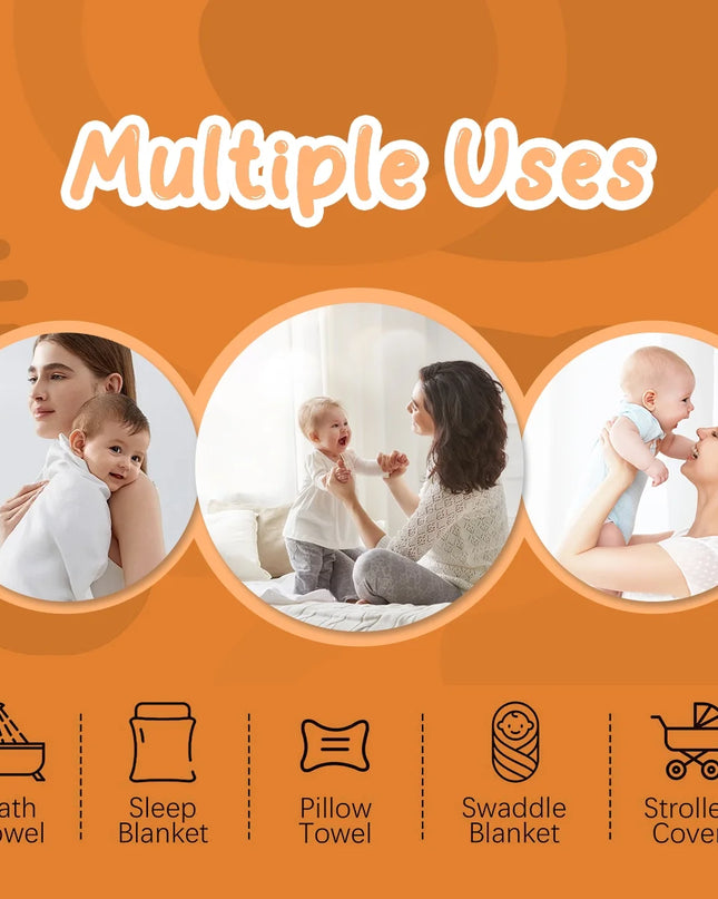 Baby Bath Towel, Absorbent Large Hooded Towel for Kids, Newborn, Babie, Toddler, Infant, Orange Bear, 31.5 X 31.5 Inch