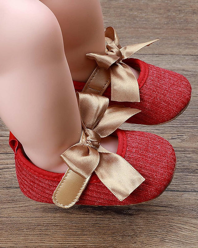 Baby Girls Princess Bowknot Soft Sole Cloth Crib Shoes Sneaker