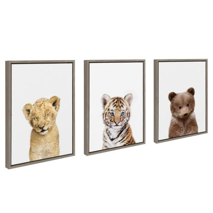 Sylvie "Sleepy Animal" by Amy Peterson Framed Canvas Wall Art Set 18 In. X 24 In.