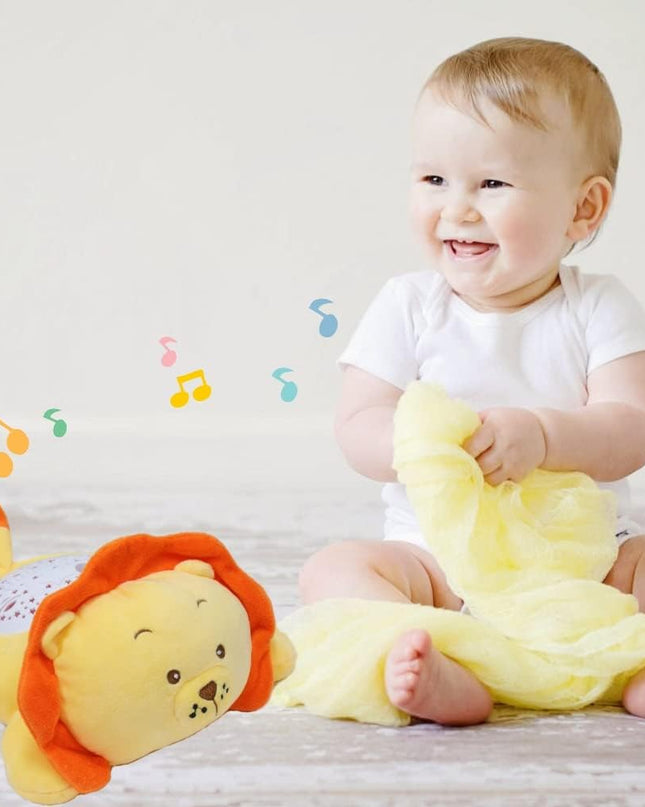 Baby Soother White Noise Sound Lion Plush Toys Star Projector Melodies Nightlight Soother Kids Gifts