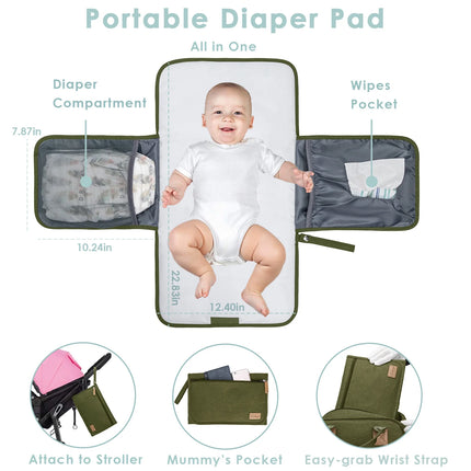 Diaper Bag Backpack with Insulated Milk Bottle Pocket, Large Baby Diaper Bag for Travel, Green