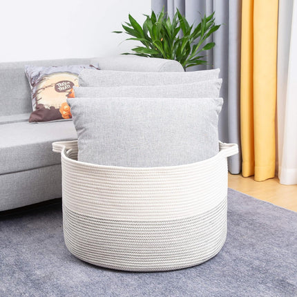XXXL Large Rope Baskets - 24" X 24" X 14" Laundry Baskets for Storage, Blankets, Towels, Pillows, Baby Nursery