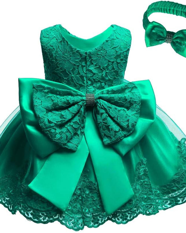 0-6T Toddler Baby Girl Embroidered Tutu Ball Gown Lace Dresses with Headwear