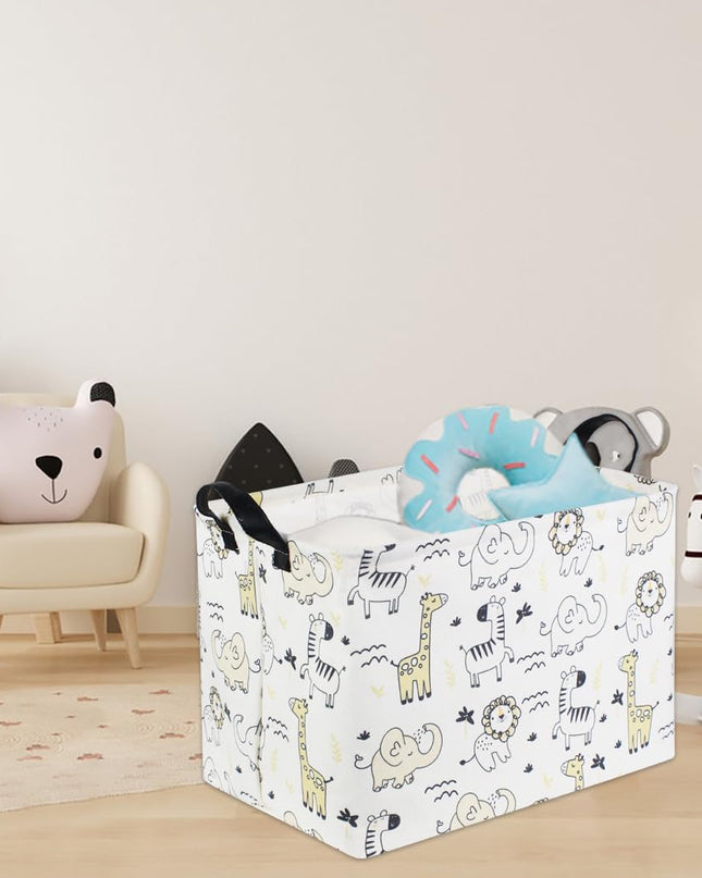 Baby Baskets Kids Toy Basket for Boy and Girls Woodland Gift Basket Empty Cute Storage Bin Organizer Box Rectangular Animal Room Decor for Books(Animal)