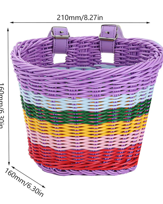 Vintage Rattan Bicycle Baskets Wood Bicycle Balance Baskets Bike Scooter Panniers Kids Bike Cart Plastic Handbag