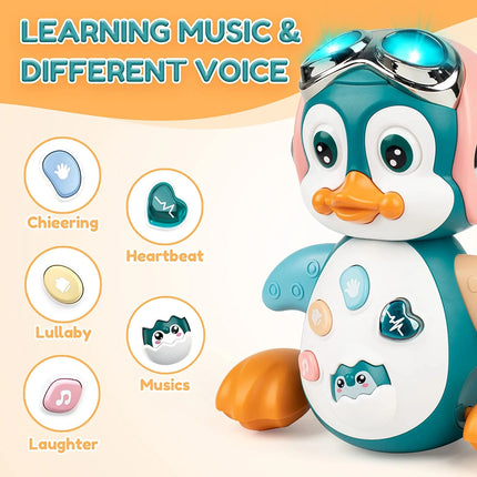 Musical Crawling Toys Penguin, Learning Moving Walking Dancing Toy with Music & Lights for Birthday Gifts
