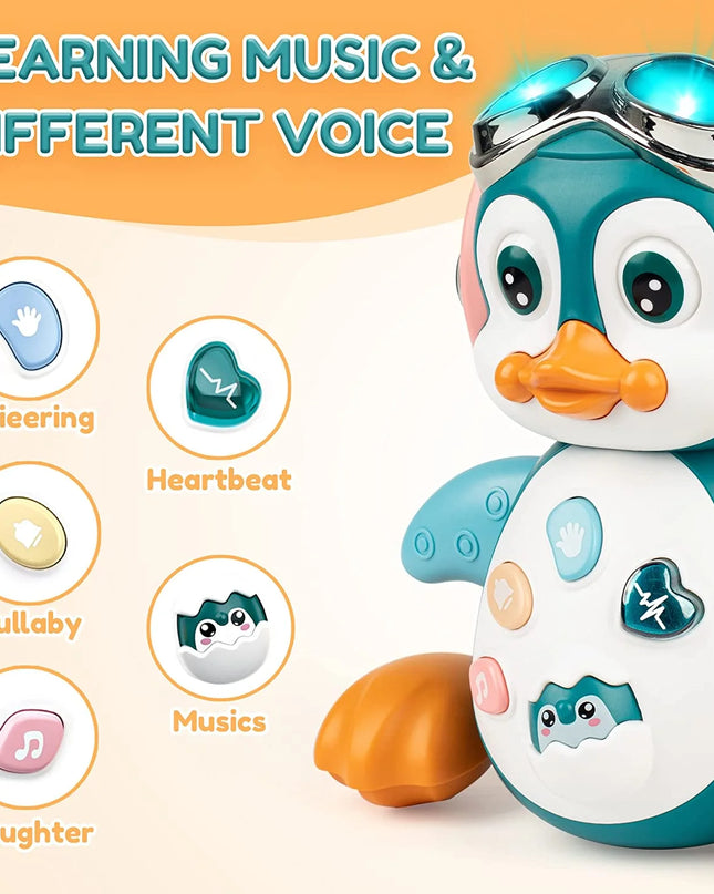 Musical Crawling Toys Penguin, Learning Moving Walking Dancing Toy with Music & Lights for Birthday Gifts