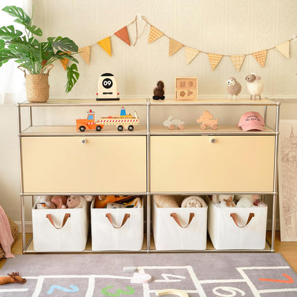 Storage Baskets for Shelves, Closet Organizer Bins, Clothes Storage Bins with Metal Frame, Extra Large Baskets for Organizing and Storage, Collapsible, Ivory, 2-Pack