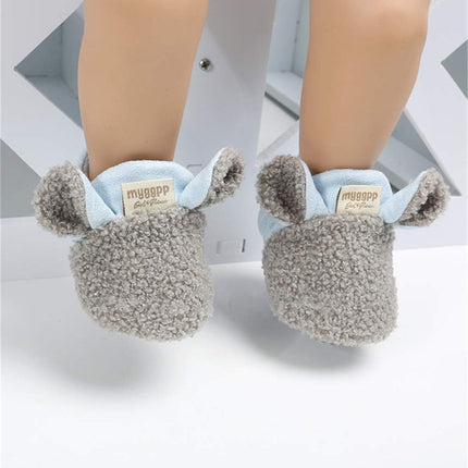 Newborn Baby Cozy Fleece Booties with Grippers Winter Slippers Socks Soft Sole Stay on Infant First Walker Crib Shoes