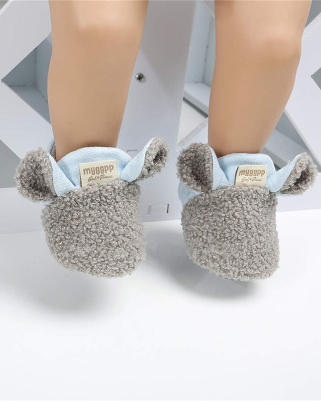 Newborn Baby Cozy Fleece Booties with Grippers Winter Slippers Socks Soft Sole Stay on Infant First Walker Crib Shoes