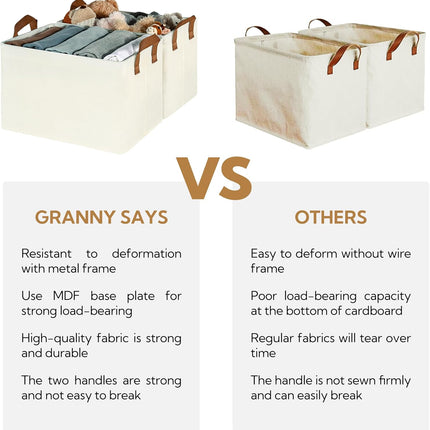 Storage Baskets for Shelves, Closet Organizer Bins, Clothes Storage Bins with Metal Frame, Extra Large Baskets for Organizing and Storage, Collapsible, Ivory, 2-Pack