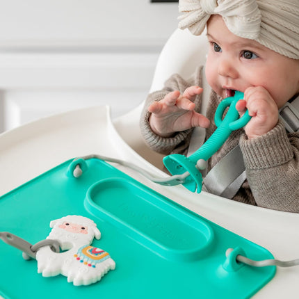 - Teething Toys Made of 100% Food Grade Silicone, Fun Animal Shapes for Teething Relief, Use Alone or Easily Attach Your Baby Teether to  Mats (Alpaca)