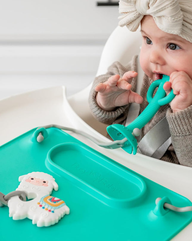 - Teething Toys Made of 100% Food Grade Silicone, Fun Animal Shapes for Teething Relief, Use Alone or Easily Attach Your Baby Teether to  Mats (Alpaca)